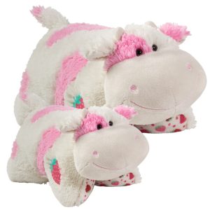 Original 16"" & Jumbo 30"" Strawberry Cow Plush Pillow Pet Combo Pack